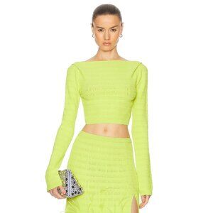 Lapointe Crepe Matte Viscose Boatneck Top Lime